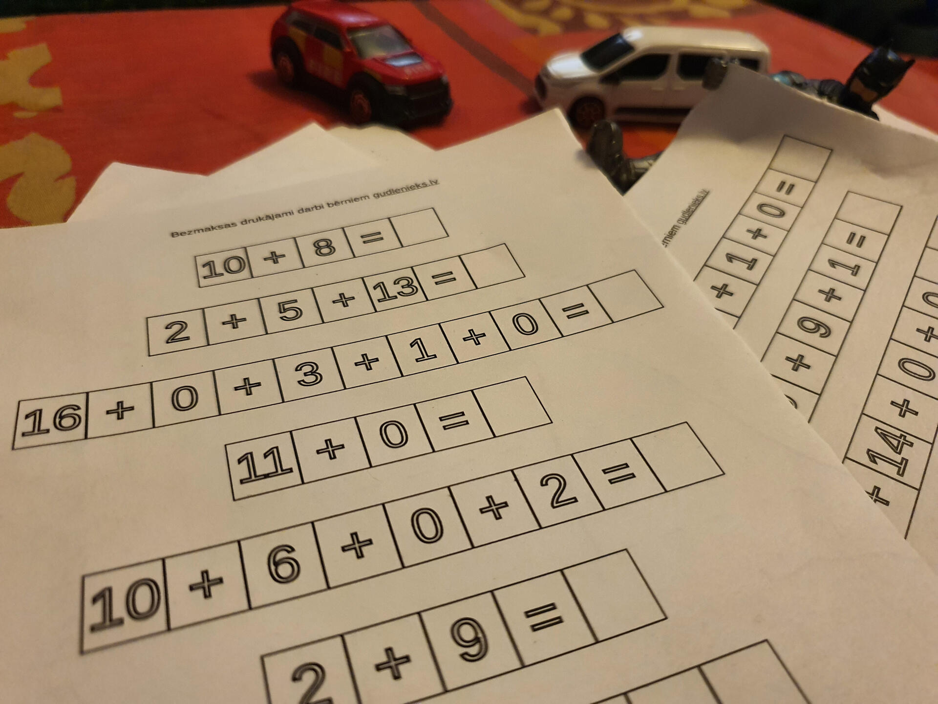 Addition to 20 with several addends - Gudlenieks