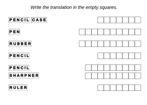 Example of exercise Latvian language: “pencil case” – test