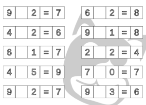 Example of exercise Subtraction and addition up to 10 - insert the correct arithmetic sign