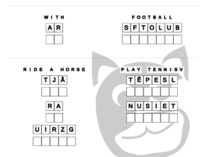 Example for Latvian language: sports activities – decode words