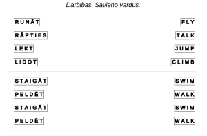 Uzdevumu piemērs Angļu valoda: Darbības – savieno vārdus