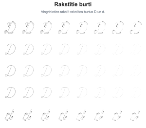 Mācies rakstīt rakstīto burtu D – savieno punktiņus