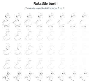 Mācies rakstīt rakstīto burtu Ē – savieno punktiņus